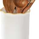 Onniyor Ceramic Kitchen Utensil Holder for Countertop, 7.4 Inch Large Cooking Utensil Crock for Spatulas, Spoons & Tools, Modern Farmhouse Organizer, Multi-Purpose Counter Decor, Easy to Clean, White