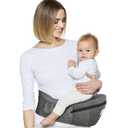 Baby Carrier with Hip Seat, Ergonomic Front Carrier for Newborns & Toddlers, Adjustable Waistband with Strong Support, Large Pocket Design, Grey