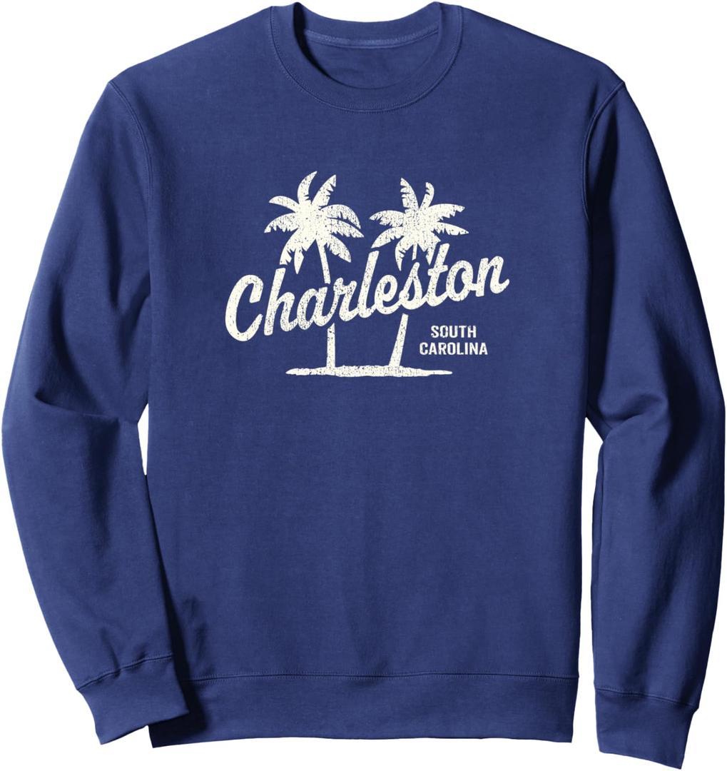 Charleston South Carolina Vintage 70s Palm Trees Graphic Sweatshirt, Small