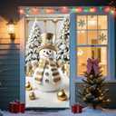 Nuxovilar Christmas Door Cover Banners for Front Door Decorations Festive Gilded Snowman Winter Holiday Decor for Home Indoor Outdoor 35"x71" (CC00513)