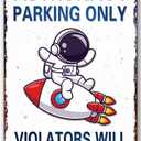 Perfect Space Gifts for Kids - Astronaut Parking Only Sign - Outer Space Themed Decor for Boys Room | Fun Space Poster for Kids Wall Art, 8 x 12 Inch (936) (Vintage)