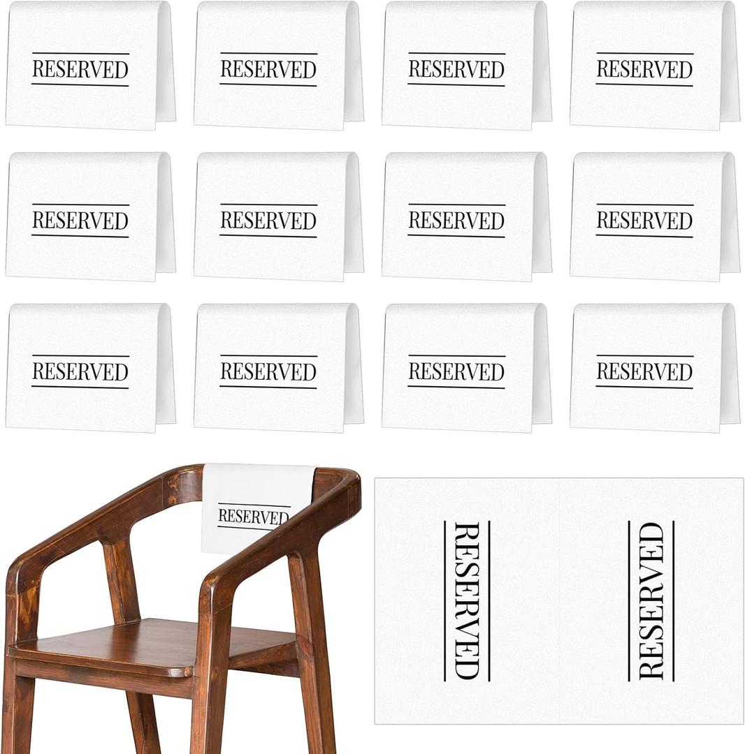 Buryeah Reserved Chair Signs Church Pew Reserved Sign Seating Placeholder with Printed Words for Weddings Parties Celebrations Receptions Church or Event(White,12 Pcs)