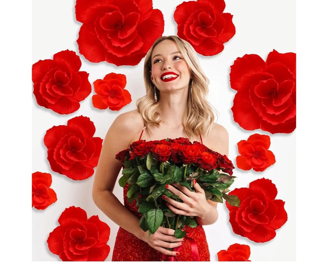 Giant Paper Flowers Artificial Paper Flower Decorations for Wedding Graduation Bridal Shower Birthday Handcrafted Wall Backdrop Table Centerpieces Party Supplies(Red,12 Pcs) Giant Paper Flowers Artificial Paper Flower Decorations for Wedding Graduation Bridal Shower Birthday Handcrafted Wall Backdrop Table Centerpieces Party Supplies(Red,12 Pcs)