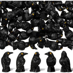 150 Pcs Miniature Crows Decor Mini Resin Crows Figures Black Raven Figurines Tiny Resin Animals for Holiday Scene Micro Landscape Spooky Party Table Decor