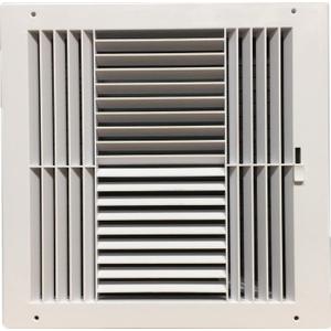 HBW Four-Way Plastic Side Wall/Ceiling Register in White 12" w X 12" h for Duct Opening (Outside Dimension is 14" w X 14" h)