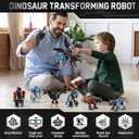 JONEG Transforming Robot Dinosaur - 4-in-1 STEM Toy, 11 Shapes Transforming Toys for Kids, Ages 5-10, Black