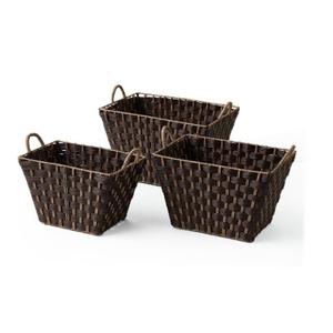 Baum Set Of Three Rectangular Faux Wicker Storage Bins In Combo Weave