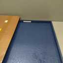 25 x 25 inches Leather Ottoman Serving Tray with Hole Handles, Square Large Modern Service Tray for Living Room, Coffee Table, Bed, Tea, Food, Butler Countertop, Kitchen, Dinner, Picnic (Blue)