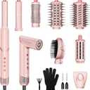 8 in 1 Hair Styler & Air Dryer Wrap Curler, High-Speed Negative Ionic Foldable Hair Tools Fast Drying, Multi Professional Hot Air Styler for Curling Volumizing Straightening Styling (Pink)