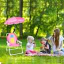 PLULON Kids Beach Chair with Umbrella Folding Lawn and Camping Chair with Summer Shade for Beach, Pool, Travel and Outdoor (for 1-5 Years Old)
