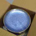 DaYammi 100 Pcs Clear Blue Gold Plastic Plates, Clear Hammered Plastic Plates, Blue Party Platos, Disposable Salad/Dessert Platos, 7-Inch Disposable Dessert/Appetizer Platos Perfect For Party