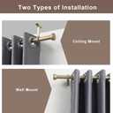 Heavy Duty Adjustable Curtain Rod, 1 Inch Long, 72 to 144 Inch, Round Cap, Ceiling Mount, Heavy Brackets, Outdoor Patio, Light Gold