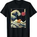 Capybara Japanese Kanagawa Wave Funny Surf Animal T-Shirt (Black, XL)