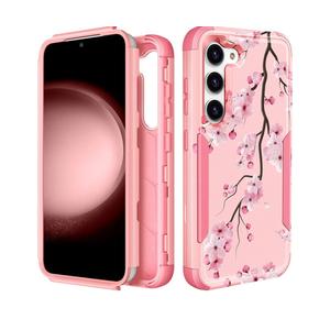 For Samsung Galaxy S23 Case - Women Cute Girls Phone Cover Girly Aesthetic Unique Design Teen Kawaii Plum Flower Heavy Duty Protective Hard Shockproof Military Grade Funda for Galaxy S23