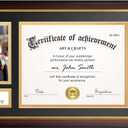 Yaetm 11x22 Diploma Frame with Tassel Holder for 8.5x11 Certificate Document & 4x6 Photo with High Definition Glass, Black Mat Over Gold Acid-free Mat, Mahogany Graduation Frame 2025