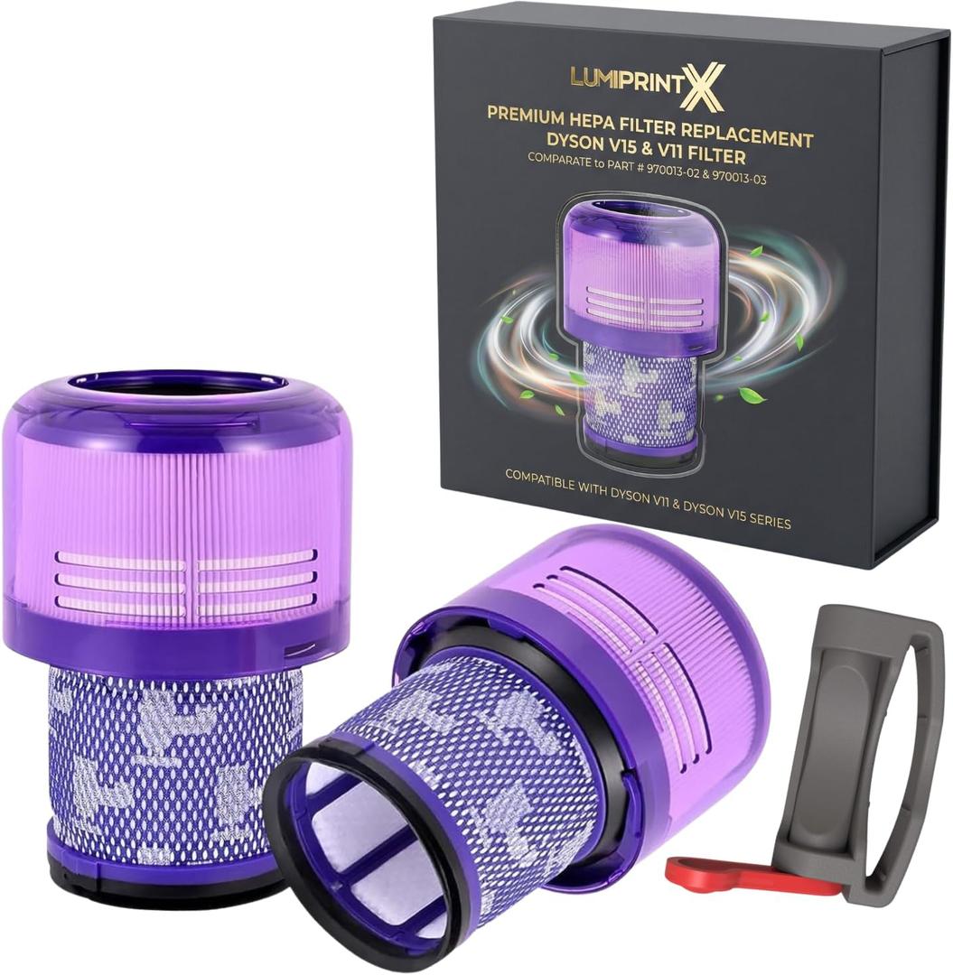 Dyson V11 Filter, 2-Pack Premium True HEPA Replacement Filters for Dyson V11, V11 Animal, V11 Completed/Absolute, Dyson-V15, V15 Filter, V15 Absolute/Submarine with Trigger Clamp, Part no. 970013-02