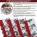 2 x Newbridge Christmas Natures Poinsettia Scalloped Fabric Holiday Napkins, Holly, Berries and Evergreen Border with Red Trim, Set of 4 Reusable Cloth Napkins