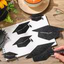 2 x Fuutreo 120 Pcs Glitter Grad Caps Cutouts with 120 Glue Points, 6 inch, 4 inch, 3 inches Graduation Caps Glitter Confetti Class of 2025 Paper Tags for DIY Craft Bulletin Board School Supplies(Black)