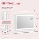 HNV 22"x17" Lighted Vanity Mirror, 3-Color Dimmable LED Makeup Mirror with Power Adapter, Sturdy Aluminum Frame 360 Rotating Desktop Mirror, White