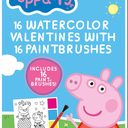 Peppa Pig 16 Watercolor Valentines With With 16 Paintbrushes 1 Pack
