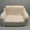 Kids Chairs for Toddler, 2-in-1 Toddler Soft Sherpa Couch Fold Out, Convertible Sofa to Lounger for Girls and Boys, Cream (Medium)