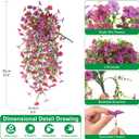 Homsunny Artificial Hanging Flowers for Outdoor, 2PCS Fake Flowers Faux Silk Daisy with Eucalyptus Leaves, UV Resistant Aritificial Flowers for Spring Home Patio Yard Porch Decor (Light Purple Red)