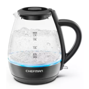 Chefman 1.7-Liter Electric Tea Kettle w/ Borosilicate Glass and Automatic Shutoff - Black