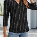 3/4 Length Sleeve Womens Tops Dressy Casual V Neck Polo Shirts Business Work Blouses 2025 Trendy Tunic Top (Large)