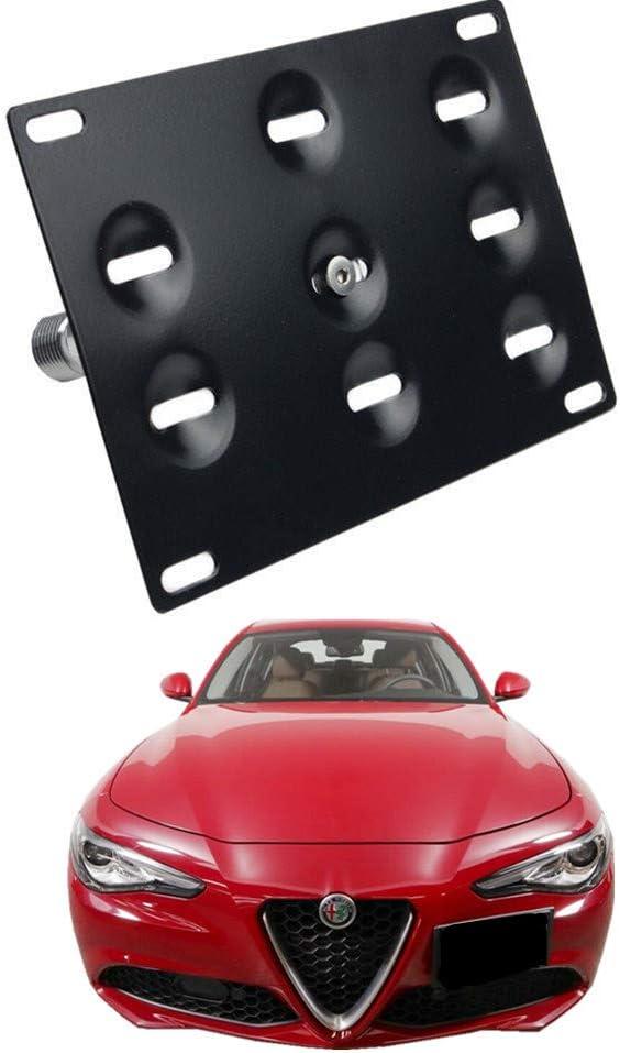 Dewhel Front Bumper Tow Hook License Plate Mount Bracket Holder Bolt On for 2017-up Alfa Romeo Giulia