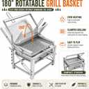 Portable Charcoal Grill, 180° Rotatable Small Charcoal Grill | Stainless Steel, Carry Bag, 5-Level Heat Control, Easy-Clean, Perfect for Tailgating, RV Trips, Picnics, Backyard Cookouts