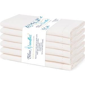 Blue Needles Set of 6 Hemstitch Linen Napkins 100% Cotton Cream Cloth Dinner Napkins 18x18 inches, Soft, Reusable, Absorbent, Washable, Ideal for Spring Summer Easter Events, Parties & Everyday Use
