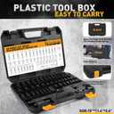3/8'' Drive Impact Socket Set - 50-Piece Shallow & Deep Socket Set Metric and Standard Full with Universal Joint, Extension Bar, 1/2 to 3/8 Reducer, Hex Shank Socket Adapter, Ratchet Handle