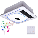 4 In1 Bathroom Exhaust Fan with Bluetooth Speaker & Heater 1800W, 180 CFM 1.0 Sone Bath room Exhaust Fan with LED Light-4 RGB Modes, Controller,Ventilation,Easy Install for Bathroom, Home