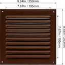 8'' x 8" Inch (Opening) Square Ventilation Grille - Brown Metal Air Vent Cover with Mesh Screen Guard - Inside/Outside use Louver Grille - 10" x 10" Inch (Outer Size) Soffit Vent