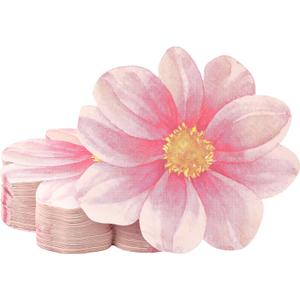 Qilery 100 Pcs Flower Shaped Napkins Disposable Floral Paper Napkins Spring Decorative Flower Tableware for Wedding Bridal Baby Shower Birthday Summer Dinner Party Decor(Pink)