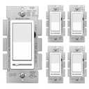 BESTTEN 5 Pack Dimmer Light Switch, Single Pole or 3-Way, Compatible with Dimmable LED, CFL, Incandescent and Halogen Bulb, LED Slide Dimmer Switch, Neutral Wire Not Required, 120VAC, UL Listed, White