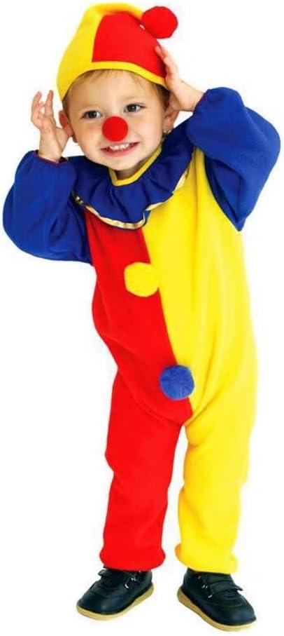 QIAONIUNIU Halloween Child's Clown Costume Kids Baby Jumpsuits Toddlers Dress Up with Clown Nose and Clown Hat Medium