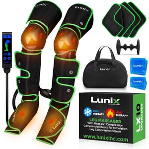 Lunix LX10 Full Leg Massager for Circulation, Compression Boots for Circulation, Leg Recovery Compression System, Pain Relief for Legs and Feet, Green