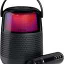 iHome Karaoke Machine with Bluetooth Speaker and Karaoke Microphone, Portable Speaker with Color Changing Lights and Voice Changing Effects (iKBT70)