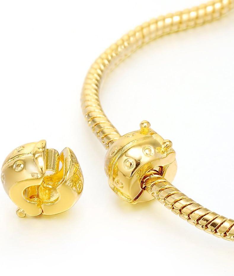 RUBYCA 20pcs Gold Color Clip Lock Stopper Clasp Beads DIY fit European Charm Bracelet Model 074