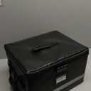 EXLIFBAG File Organizer, Fireproof File Box with Lids, Important Document Organizer Box with Lock, Portable File Folder Organizer with Handle (Black 1 Layer)