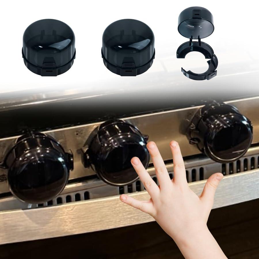 Stove Knob Safety Covers & Gas Stove Knob Locks - Childproof Oven Lock 5 Pack, Heat-Resistant ABS Stove Locks Child Safety Universal Fit Knob Covers (convention)