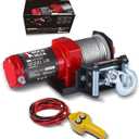 Rock-Hulk 2000lb 12V ATV/UTV Electric Winch, Off-Road Waterproof Steel Cable Winch for ATV UTV Towing Trailer Winch