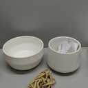 Mkono Ceramic Hanging Planter of Shallow 8 Inch and Deep 6 Inch for Indoor Outdoor Plants, Set of 2 Modern Plant Pot Geometric Porcelain Hanging Basket with Polyester Rope Hanger