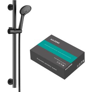 Shower Slide Bar Handheld Shower Head with Hose, 5-Function Hand Shower with Wall Mountshower slide bar,adjustable height shower head (A-round, Matte Black)