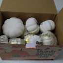 winemana 16 Pcs Golden and White Pumpkins Thanksgiving Pumpkin Decorations Assorted Sizes, Artificial Foam Harvest Autumn Decor, Fake Pumpkins Fall Decorations for Indoor Home Kitchen Table Mantle