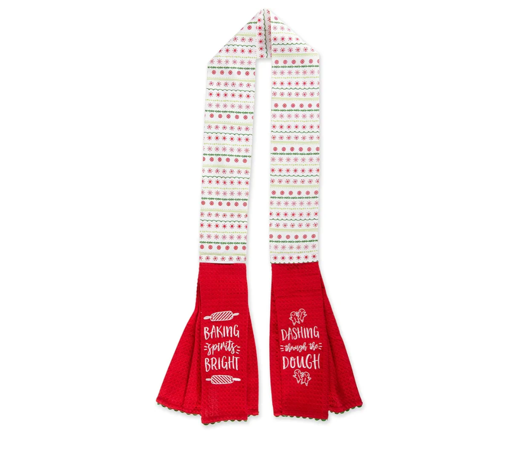 DII Christmas Kitchen Décor, Holiday Cooking & Baking Accessories Machine Washable Cotton, Towel Scarf, 4x70, Dashing Through The Dough