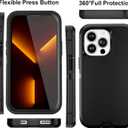 Case for iPhone 13 Pro Max Case 6.7" Belt-Clip Kickstand Holster with 2 Screen Protector + 2 Camera Lens Protector,Full Body Heavy Duty Military Grade Drop Protection Cover (Black+Clip)
