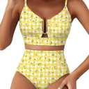 Herseas Womens 2 Piece High Waisted U Wire Bikini Set Floral Print Swimsuit Crisscross Back Bathing Suit Beach Swimwear, S