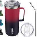 BJPKPK Insulated Coffee Mug with 2 Lids, 32oz Stainless Steel Insulated Tumbler with Handle, Double Wall Vacuum Coffee Cups, BPA Free Travel Mug for Coffee, Tea and Drinks, Charming Red & Blue